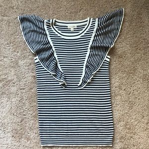 Maison Jules Womens Flutter-Sleeve Top Size Small